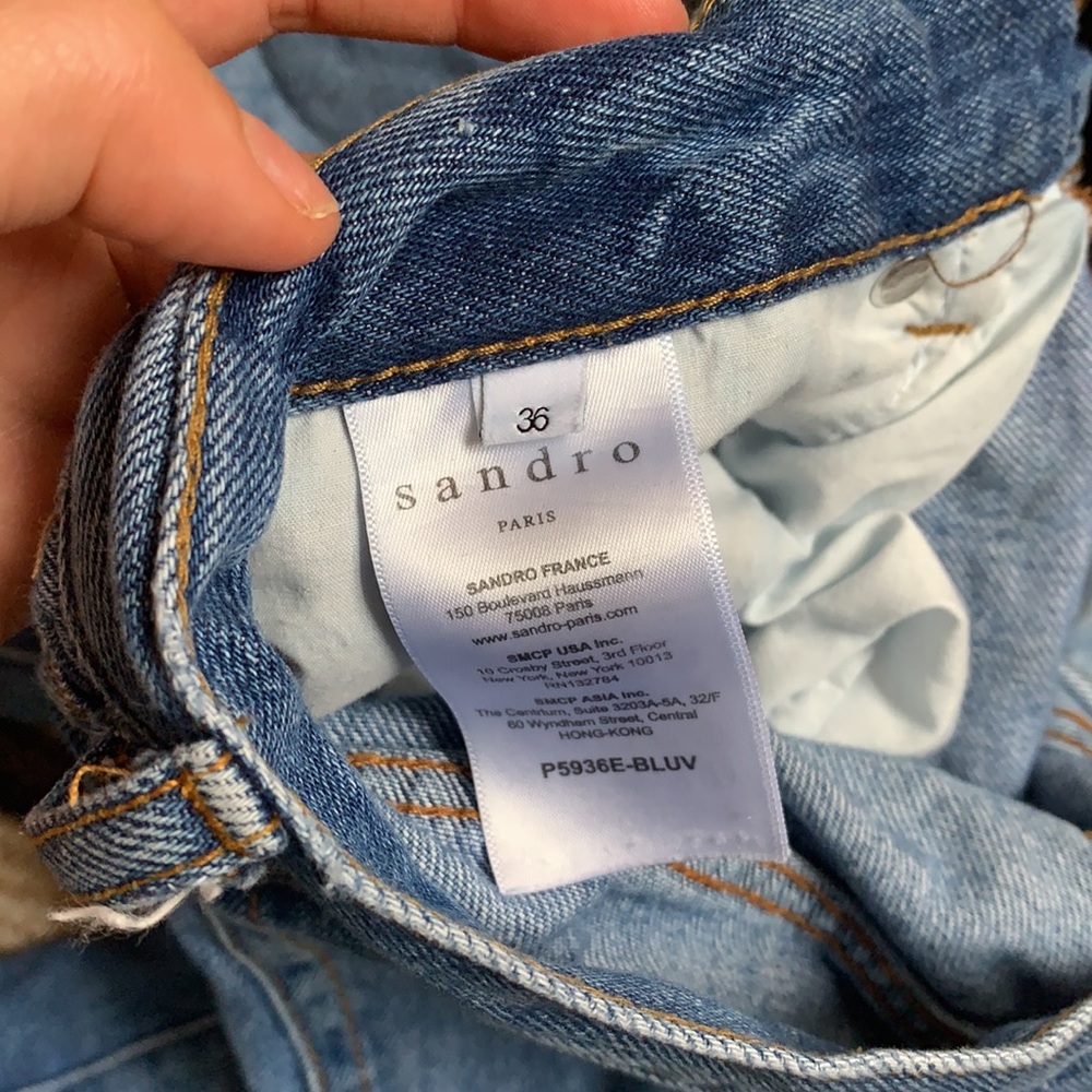 Sandro Patchwork/ Slightly Ripped Straight Jean - image 3